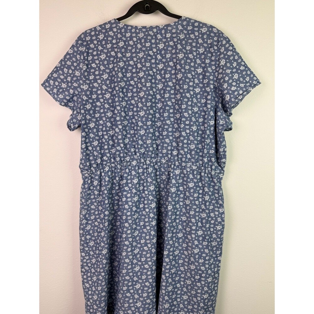 J.Crew Mercantile XXL Blue Floral Faux Wrap Dress Ruffle Cottagecore Feminine - Picture 6 of 10